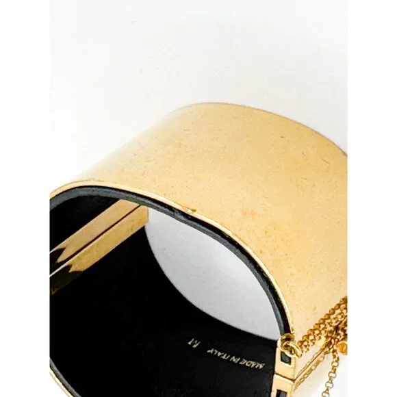 Celine Phoebe Philo Leather Manchette Hinged Bangle Bracelet Size M Italy Pouch - Picture 11 of 13